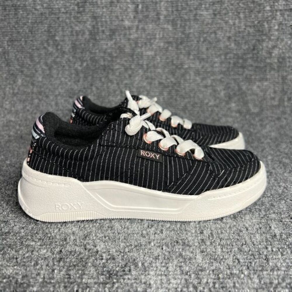 Roxy Girls Slip On Sneakers Shoes Size 12 Little Kids Black White Memory Foam